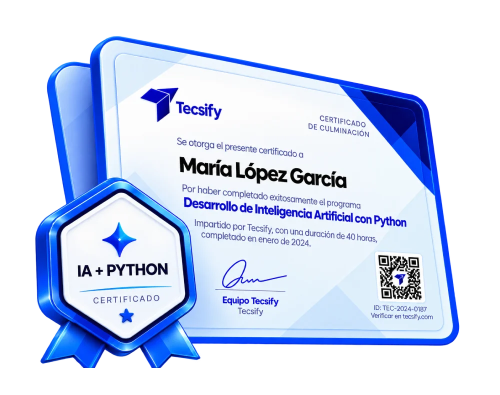 Certificado e insignia digital de Certificados Tecsify
